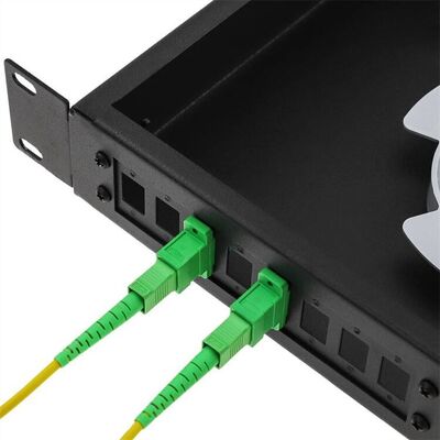 Port optique fixe du tableau de connexions de fibre du bâti de support ODF 1U 12 avec le panneau d'adaptateur