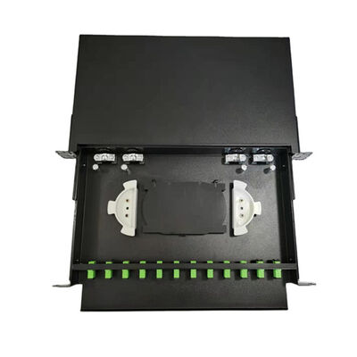 Boîte à bornes fibre optique métal noir 24 ports 430x200x46mm