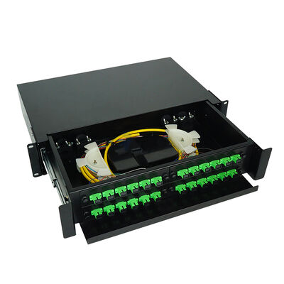 1U coffret d'extrémité optique gauche de tableau de connexions de fibre en métal 24