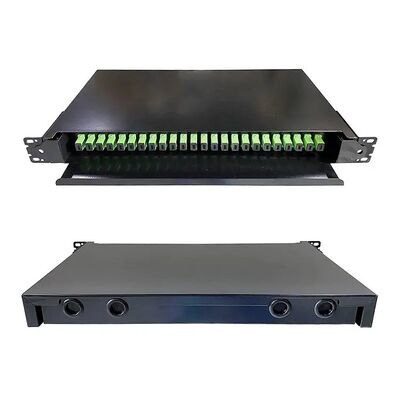 Tableau de connexions optique optique de fibre de 19 de pouce de noir de support tiroirs de bâti pour le câblage de réseau