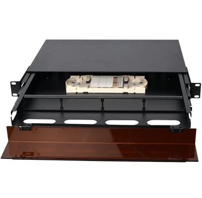 1U 96 Noyaux MTP MPO -LC Panneau de patch ODF Chassis boîtier Type coulissant avec couverture de poussière pour 4 cassettes
