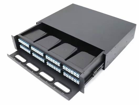 2U 192 Noyaux MTP MPO -LC Panneau de patch ODF Chassis boîtier type coulissant pour 8 cassettes