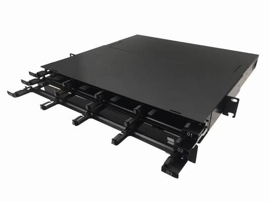 Panneau de brassage ODF châssis 2U 288 cœurs MTP MPO -LC, type coulissant pour 24 cassettes
