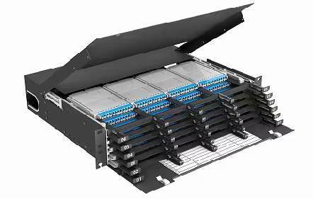 Panneau de brassage ODF châssis 2U 288 cœurs MTP MPO -LC, type coulissant pour 24 cassettes
